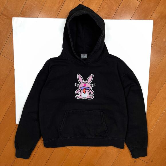 Rare Y2K Vintage Glitter It's Happy Bunny Hoodie Sweatshirt Grunge Jim Benton - Picture 2 of 16
